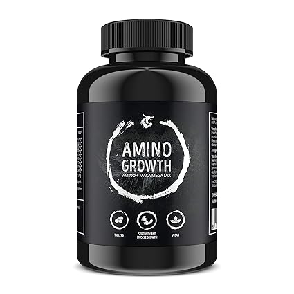 AMINO GROWTH 150-450 Tabletten (Vegan) | Hochdosiert mit 5000 mg/Portion | Aminosäuren Komplex mit Maca & Vitamin B6 | zum Mu