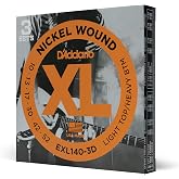 D'Addario XL Nickel EXL140-3D Electric Guitar Strings, 10-52, 3 Sets | XL Nickel electric guitar strings deliver bright tone, accurate intonation, reliable durability, and consistent feel.