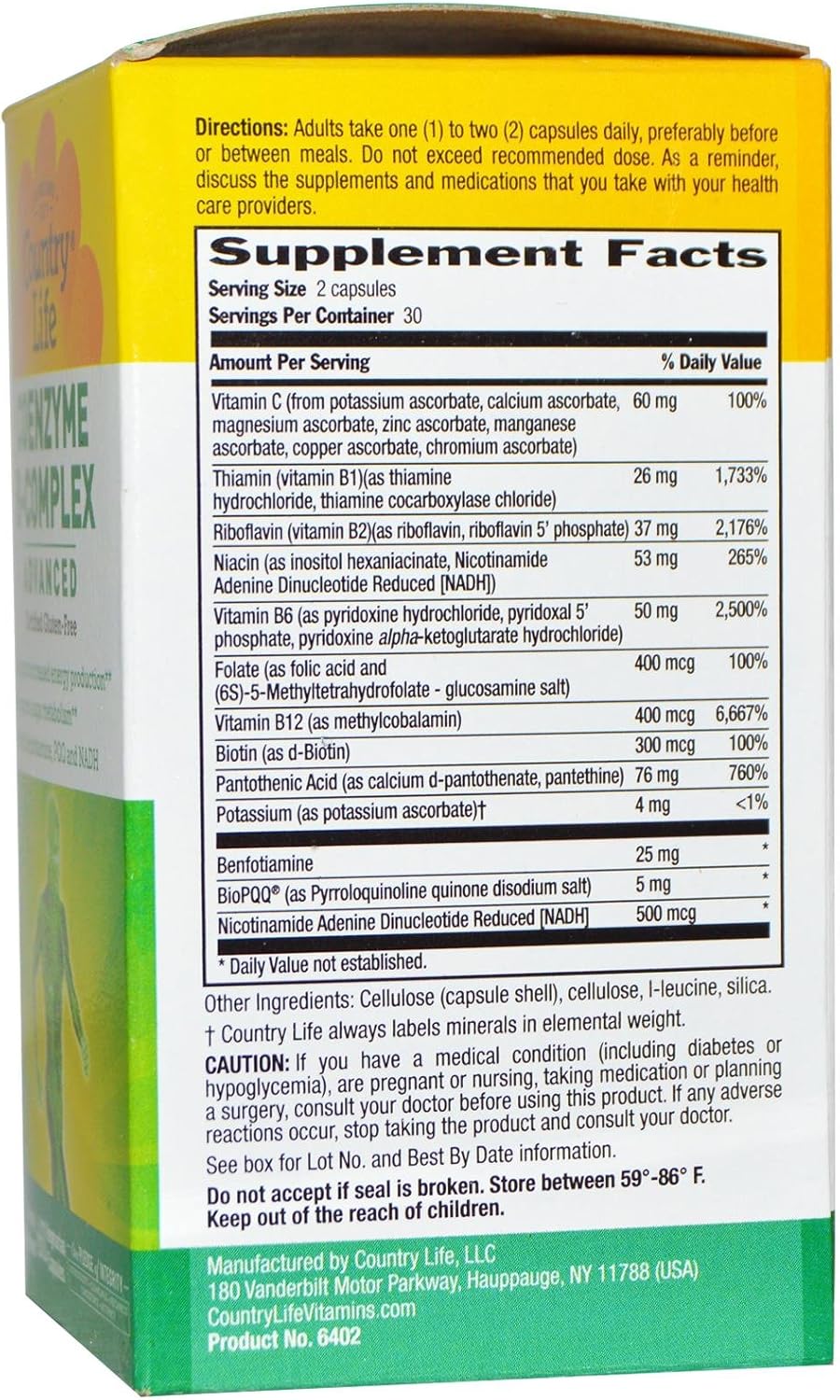 COUNTRY LIFE Vitamins COENZYME B-Complex ADVNCD, 60 VCAP: Health & Personal Care