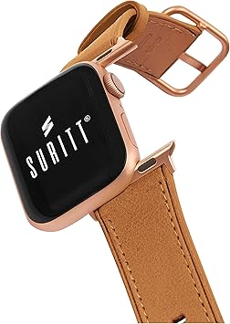 Suritt ® Correa para Apple Watch de Piel Rio (6 Colores Disponibles). 3 Colores de Hebilla y Adaptador para Elegir (Negro - Plata - Oro)(Series 6, SE, ...