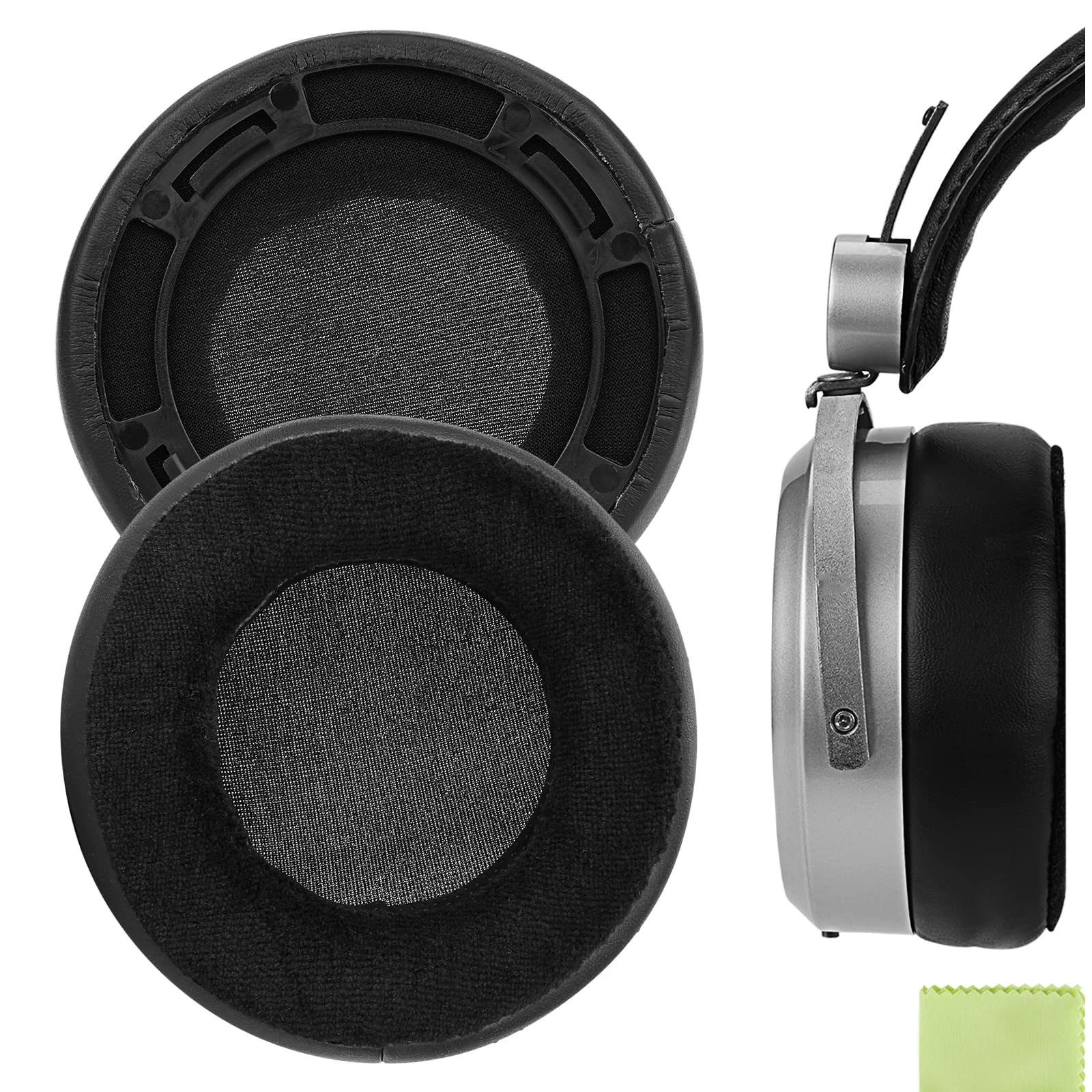 Geekria Comfort Hybrid Velour Replacement Ear Pads for Hifiman HE 400SE/ 400/ 400I/ 400S/ 560/ 560I/ 500/300/ 350, SUNDARA Headphones, Ear Cushions (Black)