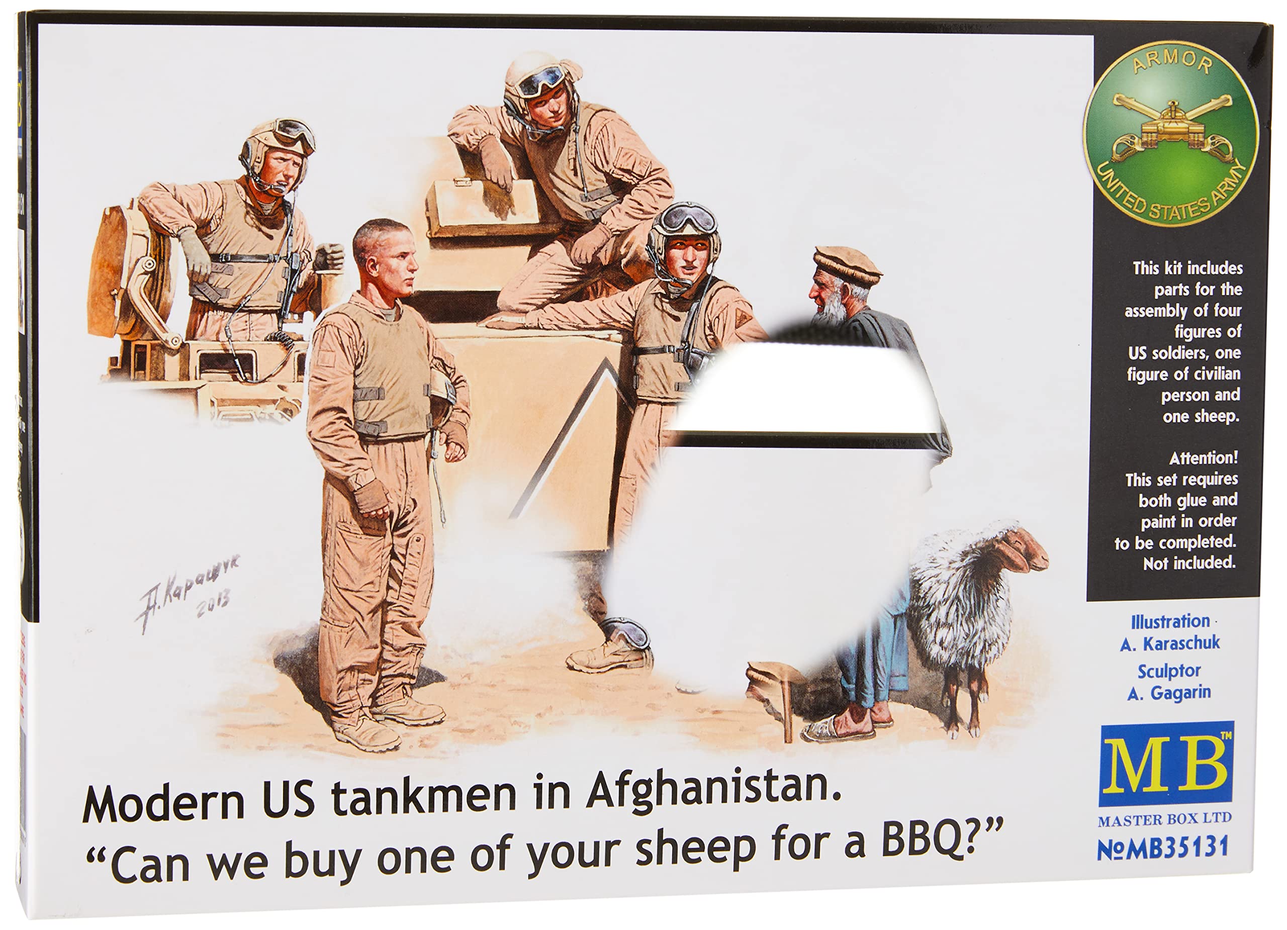 Masterbox 1:35 Scale Modern US Tankmen in Afghanistan A sheep for the BBQ? Figure
