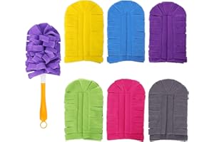 ROAKFONK 6 Pcs Duster Refill Fleece Refills for Swiffer, Hand Dusters Cleaning Reusable Duster Pads for Ceiling Fan, Washable Dusters for Window, Sofa and Flooring, Rainbow Colors