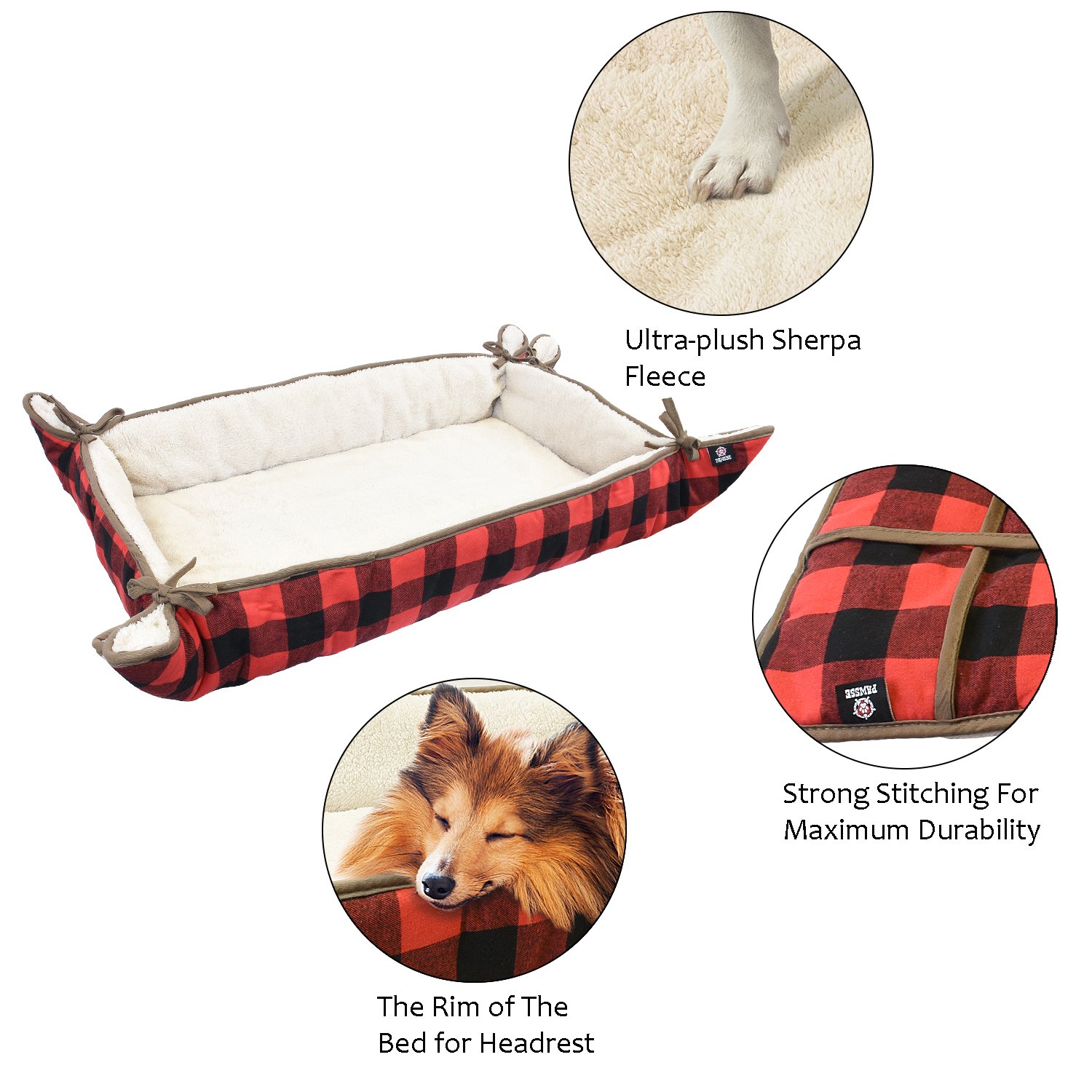 Tirrinia Foldable Pet Bed Small Medium Dogs Cats Ultra-Soft Plush Pet Mat Travel Car Camping Washable 38\