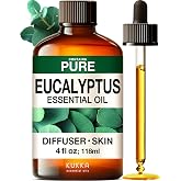 Kukka Eucalyptus Essential Oil for Skin, Diffuser, 4 Fl Oz | Undiluted Eucalyptus Oil for Spa-Style Shower Steam, Diffuser Blends, Massage &amp; DIY Soap Making
