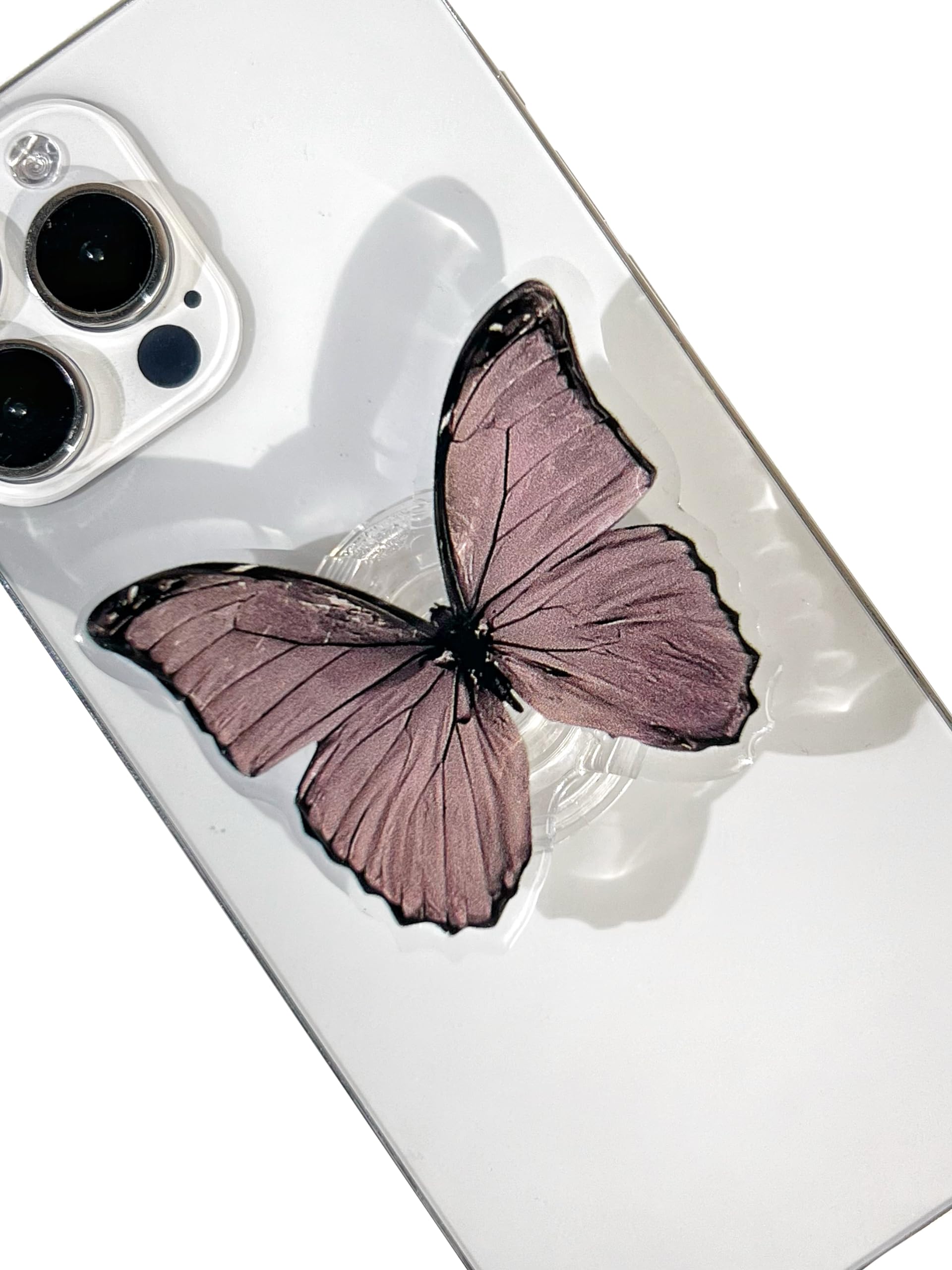 Photo 1 of Butterfly Sticky Mobile Phone Grip, Clear Cell Phone Stand, Cell Phone Charms Accessory, Collapsible Handle Grip Holder for Kindle