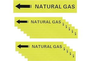 PATIKIL 12 Pcs Pipe Label Stickers with Arrows, 1-3/5" x 8" Gas Left-Pointing Arrow, Self-Stick Pipe Markers Identification f