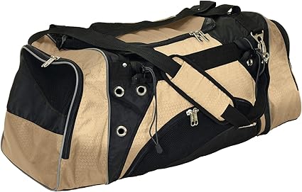 gold duffle bag