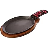 Update International (CIZPH-15/SET) 15" Cast Iron Fajita Set [Includes Wood Underliner]