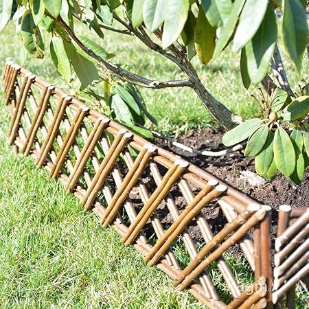 Bordure De Parterre En Palissade De Jardin Pour Le Paturage Beetabgrenzung Vue En Bois Tresse Amazon Fr Jardin