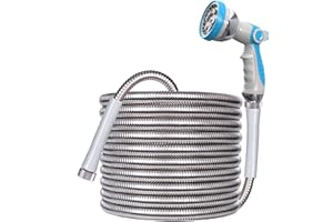 Das perfekte werkzeug Metal Expandable Garden Hose 50ft - Lightweight 304 Stainless Steel Garden Hose with 10 Function Nozzle - Flexible no Kinking Water Hose,Dogproof,for Yard, Outdoor, RV