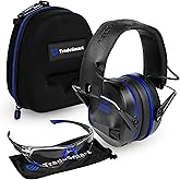 TradeSmart Complete Shooting Eye and Ear Protection: Electronic Earmuffs for Shooting, Range Glasses & Hard Carrying Case