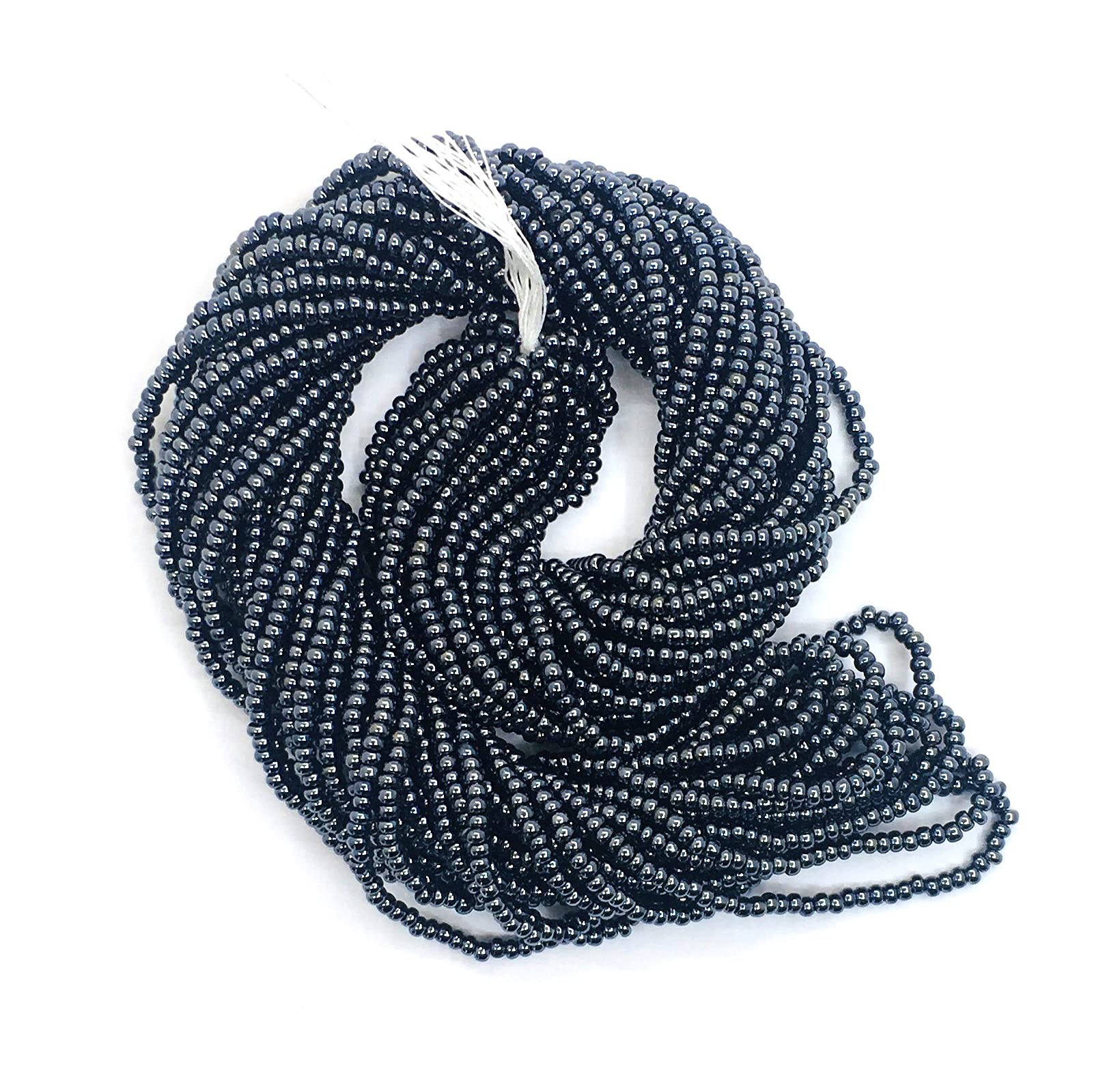 Perlin Seed Beads 2 mm Preciosa Ornela Czech 9000 Pieces CZ Glass Beads 11/0 24 on Multiple Strands (Black Metallic) — image 1