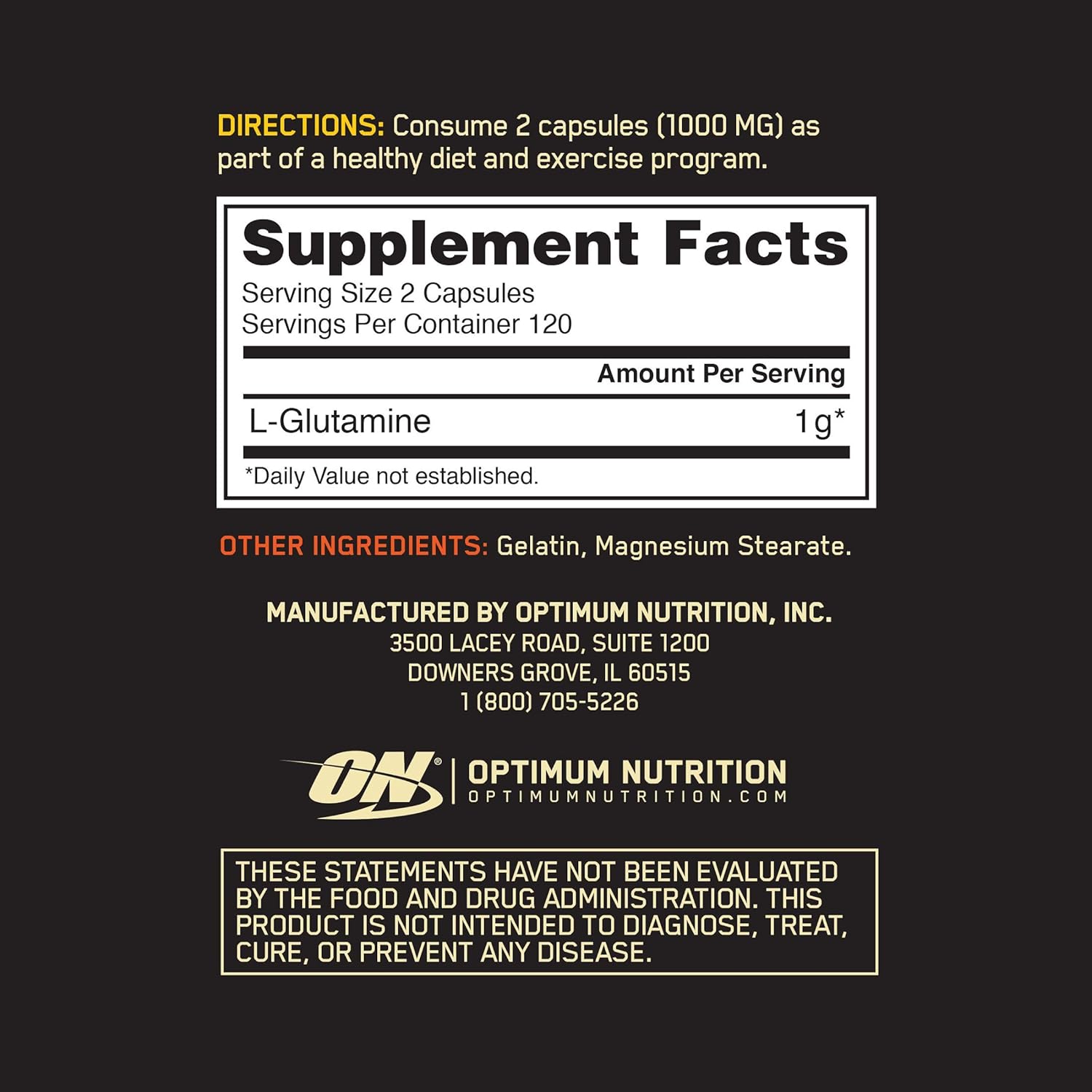 Optimum Nutrition L-Glutamine Muscle Recovery Capsules, 1000mg, 240 Count (Package May Vary): Health & Personal Care