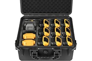 LOTOCASE Storage Case for Dewalt Battery & Charger - Waterproof Power Tool Box Storage Bag with Customizable Fit Foam for Milwaukee/Makita/Ryobi Battery & Charger (Only Case)
