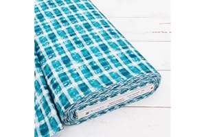 THREADART Premium Cotton Quilting Fabric Sold by The Yard - Vintage Threads Collection - 44" Width - 100% Cotton - Quilting, Sewing, Crafts - Teal Plaid