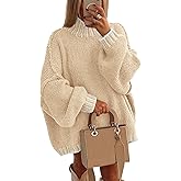 PRETTYGARDEN Women's 2026 Fall Oversized Pullover Sweaters Long Sleeve Mock Neck Chunky Knit Jumper Tops Winter Clothing