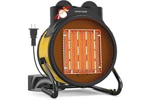 Buyplus Outdoor Heaters for Patio, 1500W Electric Garage Heater with 90°Adjustable Angle, Overheat Protection & 2S Fast Heating, Greenhouse Heater for Patio, Garage, Greenhouse, Indoor Outdoor, Yellow