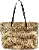 Beach Bags for Women - Straw Bag Woven Beach Tote Bag Shoulder Handbag Straw Purse for Summer Vacation