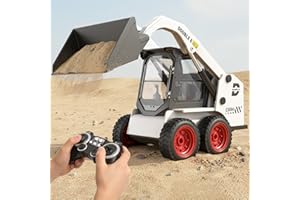 DOUBLE E RC Skid Steer Loader Toy for Kids,1:14 Scale Remote Control Construction Truck with Lights Sound & Sounds 2.4GHz RC Truck Toy, 360°Rotation,RC Front Loader Tractor Engineering Vehicles