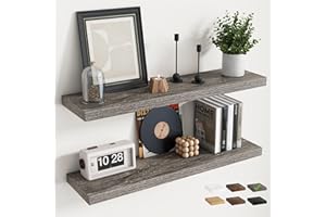 Marsmiles 8Inch Deep Floating Shelves for Wall, 36 Inch Wide Set of 2, Grey Oak