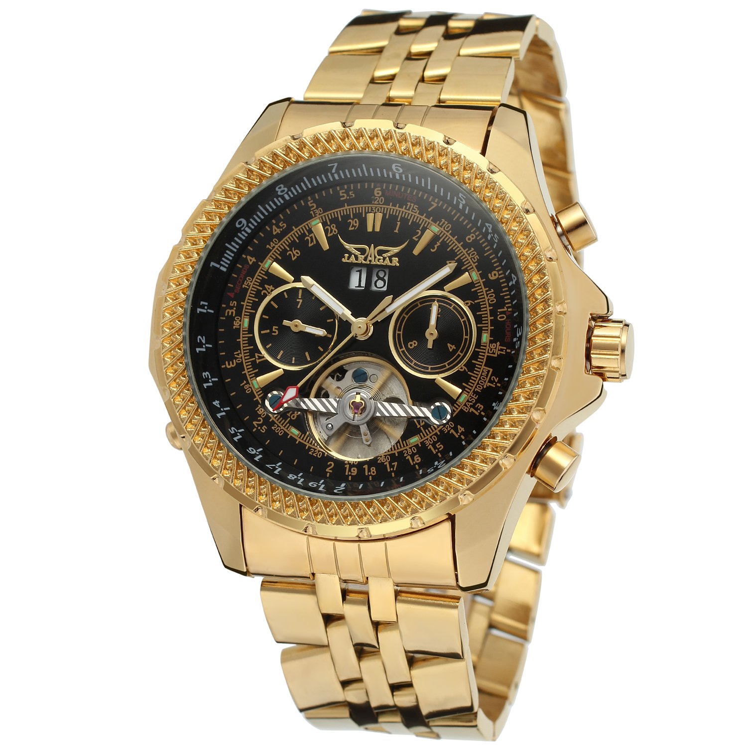 FORSINING Men's Automatic-self-wind Tourbillon Brass Bracelet Watch JAG070M4G1