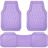 CAR PASS Heavy Duty Rubber Car Floor Mats, Deep Dish All Weather Car Mats Full Set, 3 Piece Waterproof Premium Anti-Slip Floor Mats Rugs Universal Trim to Fit for 95% Sedan SUV Van Truck, All Purple