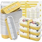Ruckae 100 Pack Mini Loaf Pans with Lids and Spoons Disposable Aluminum Tin Foil Pans Rectangle Mini Loaf Cake Pan for Baking,Party,Picnics,Gifts (Gold)