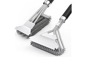 2 Packs BBQ Grill Brush, BBQ Brush Cleaner for Grill, Stainless Steel BBQ Cleaning Brush With Scraper, BBQ Brush Bristle Free