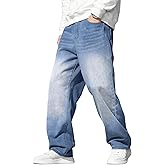 JMIERR Men's Baggy Jeans Wide Leg Skater Hip Hop Denim Pants Loose Fit Streetwear