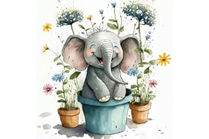 croshom Baby Elephant Diamond Art Painting Kits for Adults, Full Drill gem Art Paintings for Beginners, Round 5D Paint with Diamonds Pictures Gem Art Painting Kits DIY Crafts Kits 14x14inch