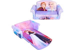 Marshmallow Furniture Kids 2-in-1 Flip Open Foam Compressed Lightweight Lounging Sofa Bed/Extendable Sleeper Couch, Frozen 2, Multicolor