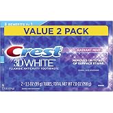 Crest 3D White Whitening Toothpaste, Radiant Mint, 3.5 Ounce (Pack of 2)