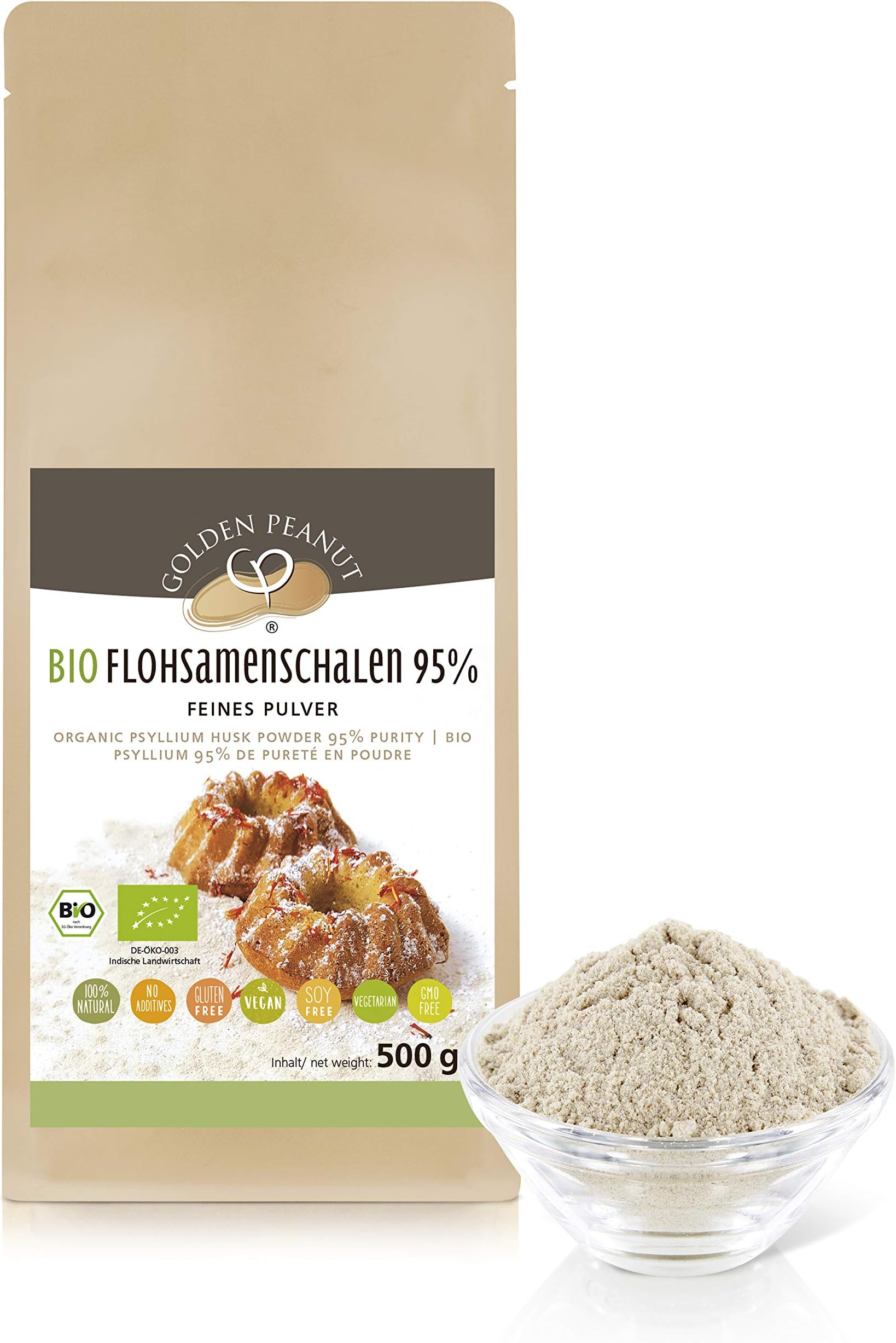 Organic Psyllium Seed Husks Powder 95% 500g Pouch