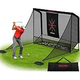 ZEALFEEL Golf Net, 10x7/8x8FT,Side Barriers &amp; Auto-Ball Return for Backyard | Low-Noise Silk Target Golf Net With 2 Sandbags, 4 Stakes, and Carry Bag for Indoor or Outdoor Driving and Chipping Practice