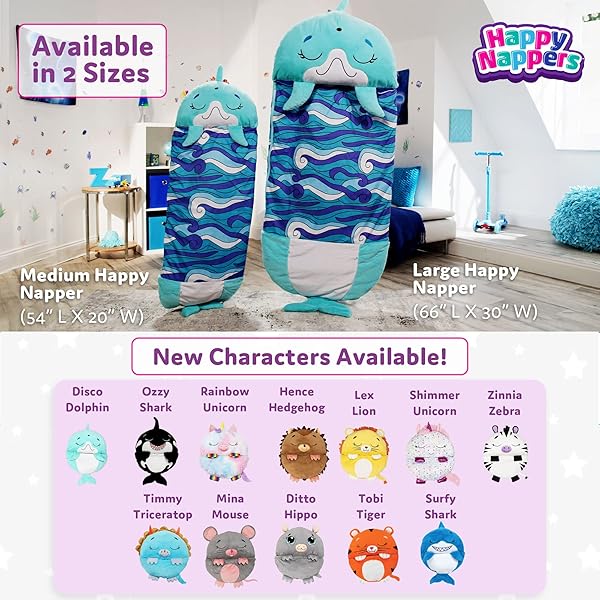 HAPPY NAPPERS PILLOW & SLEEPY SACK- COMFY, COZY, COMPACT, SUPER SOFT, WARM, ALL SEASON, SLEEPING BAG WITH PILLOW- LARGE 66” X 30”, SHIMMER UNICORN