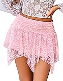 Avidlove Pink Mini Skirts for Women Flowy Lace
