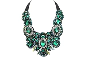 Flyonce Rhinestone Crystal Bib Chunky Collar Statement Necklace for Women Costume Jewelry