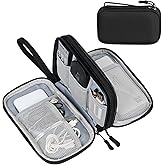 FYY Electronic Organizer, Travel Cable Organizer Bag Pouch Electronic Accessories Carry Case Portable Waterproof Double Layers Storage Bag for Cable, Cord, Charger, Phone, Earphone, Medium, Black