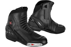 SAGA MOTO Waterproof Motorcycle Boots for Men CE Certified (EN 13634) – Genuine Leather Riding Shoes with YKK Zipper, Anti-Slip Sole