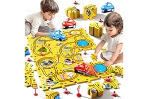 Bennol 56Pcs Puzzle Race Car Track Set Toys for Kids, Floor Puzzle Tracks Car Gifts for 3 4 5 Year Old Boys Kids, Toys Gifts for 3 4 5 Year Old Boys, Puzzle Racer Set for Ages 3-5 4-6