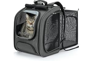 Pecute Bubble Cat Backpack Expandable, Large Space Cat Backpack Carrier with Breathable Mesh, Cat Carrier with Clear Bubble W