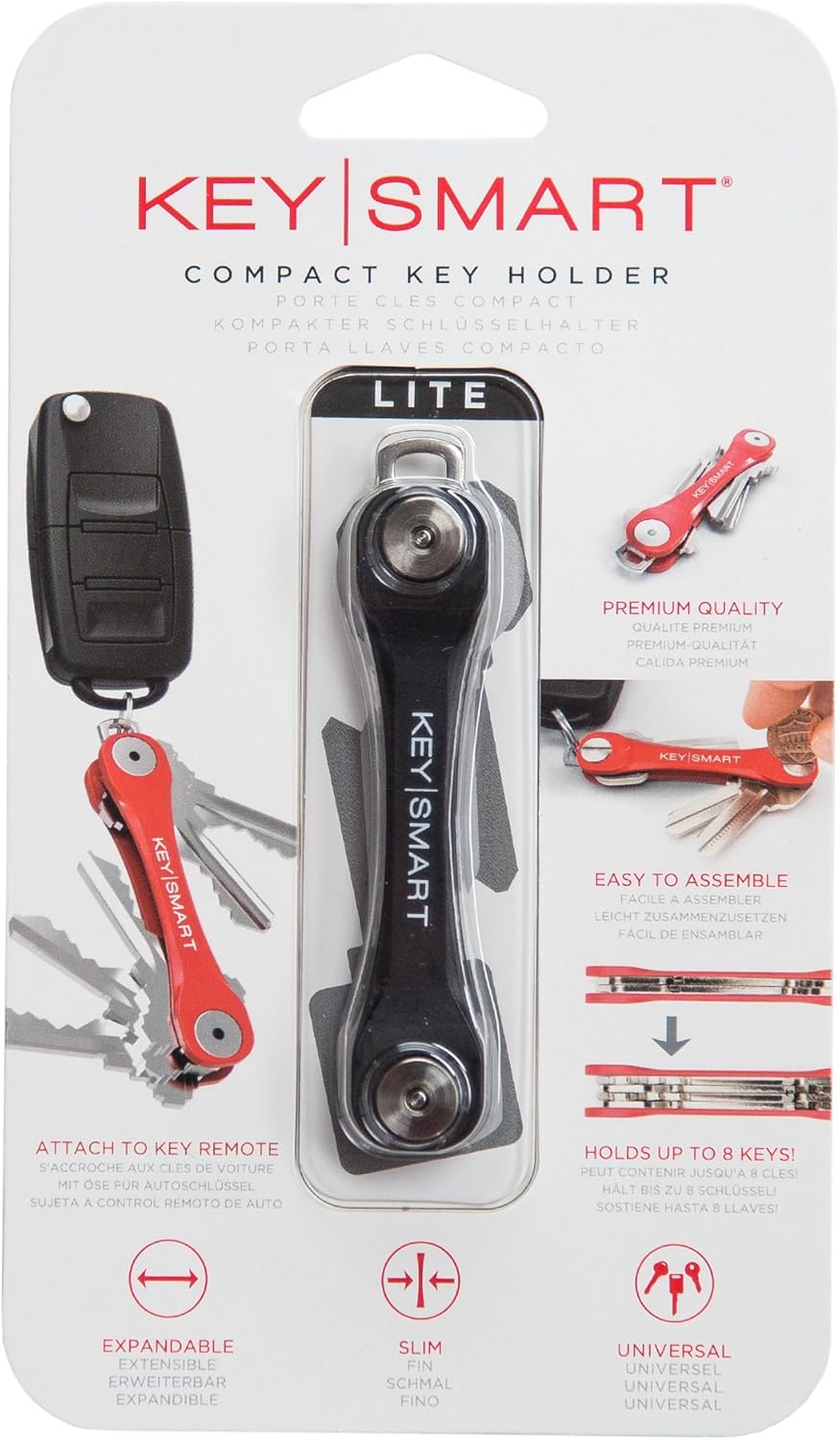 KeySmart Lite - Compact Key Holder and Keychain Organizer (up to 8 Keys, Black): Shoes