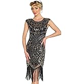RRYIO 1920s Flapper Dresses for Women Great Gatsby Dress Roaring 20s Costumes Sequin Harlem Nights Dress