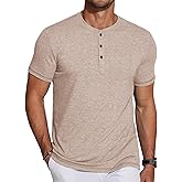 COOFANDY Men's Soft Henley Short Sleeve T Shirts Casual Basic Shirt with Pocket 3 Button Tees Summer Tops