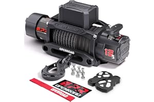 OPENROAD 13500 lb Recovery Winch with Synthetic Rope and 2 Wireless Remotes - IP68 Waterproof 12V Electric Winch for Jeep, SU