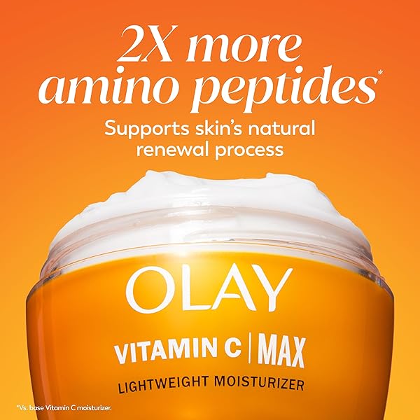 OLAY VITAMIN C MAX FACE MOISTURIZER, BRIGHTENING CREAM FOR WOMEN, HYDRATING, EVENS TONE, DARK SPOT & HYPERPIGMENTATION REDUCTION, GLOWING SKIN CARE – NIACINIAMIDE, PEPTIDES 1.7 OZ
