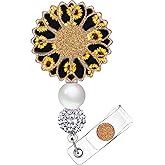 Plifal Badge Reel Holder Retractable with ID Clip for Nurse Nursing Name Tag Card Cute Funny Sunflower Floral Accessories with Alligator Clip Medical Assistant Office Student Work Hospital
