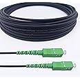 Elfcam® - 10m/32.8ft Armored Fiber Optic Cable for Outdoor and Indoor SC/APC to SC/APC Simplex Singlemode, Compatible with FTTH Cables, 10 Meters
