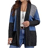 SOLY HUX Women's Plus Size Color Block Cardigan Sweater Open Front Long Sleeve Knit Casual Cardigans